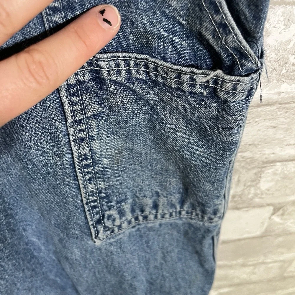 Vintage 90s Carhartt Denim Overalls BU2898 USA Made Workwear 34x34 Distressed
